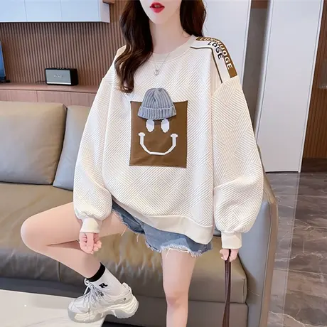 早秋装卫衣女春秋季韩版宽松设计感小众小个子薄款华夫格上衣外套图片