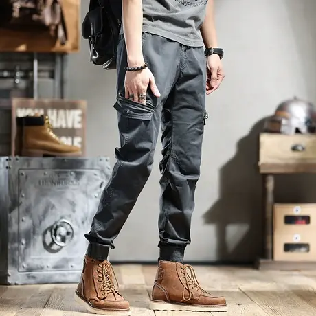 工装裤男春季潮牌大码男裤子休闲裤男直筒宽松束脚哈伦裤显瘦百搭图片