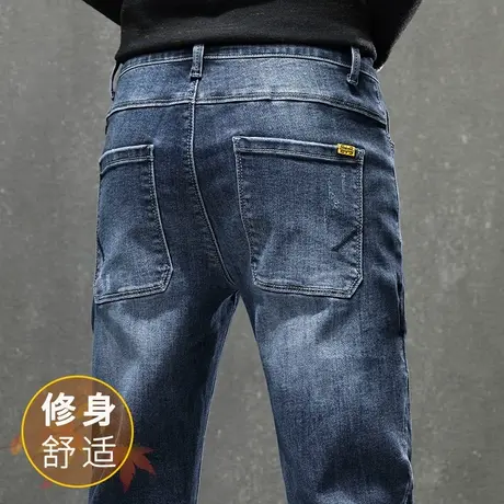 蓝色牛仔长裤男士直筒宽松休闲男裤子春季春秋款2024年新款秋冬款商品大图