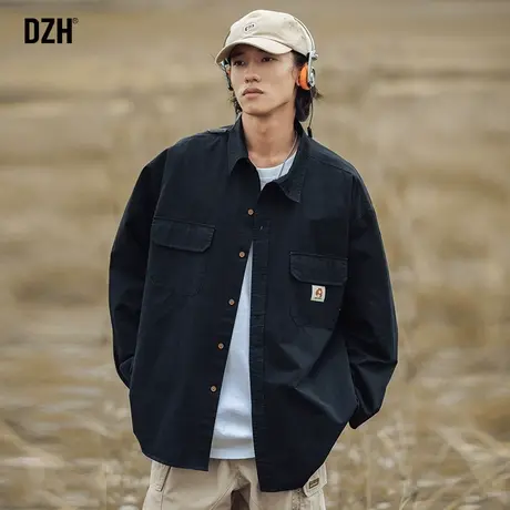 男生纯棉工装衬衫男长袖高级感潮牌男装2024新款衬衣外套春秋上衣商品大图