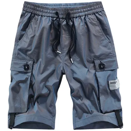 VIP夏季2024新款工装短裤男宽松速干运动裤炫彩反光五分中裤潮牌商品大图