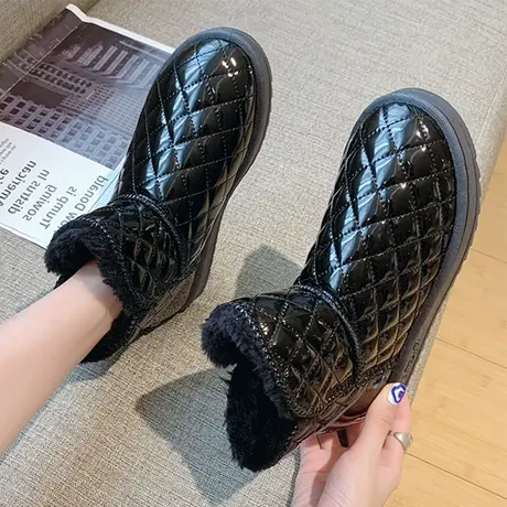 防水雪地靴女皮毛一体2023秋冬新款平底百搭加绒加厚保暖防滑棉鞋图片