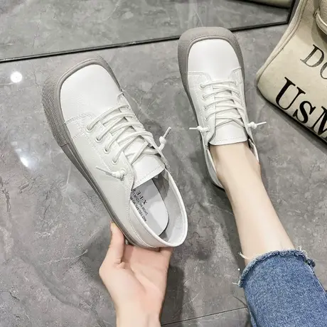 方头小白鞋女鞋2024年新款平底百搭休闲大头丑萌鞋小众款春秋板鞋商品大图