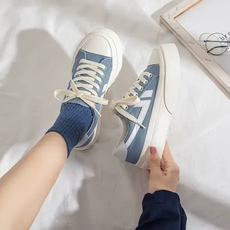 帆布鞋女2021年秋季薄款新款学生ulzzang百搭平底潮ins大头板鞋子商品大图