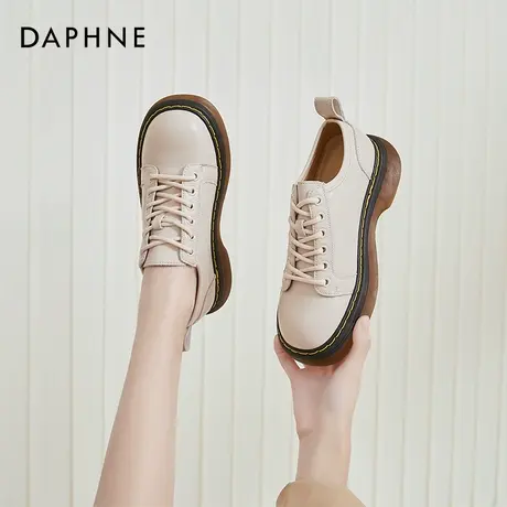 达芙妮圆头小皮鞋女日系jk鞋2021年秋冬新款英伦风厚底单鞋女平底图片