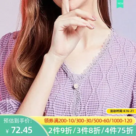 秋水伊人格子工装裤2022春季新款高腰宽松阔腿清新休闲短裤女Q573图片