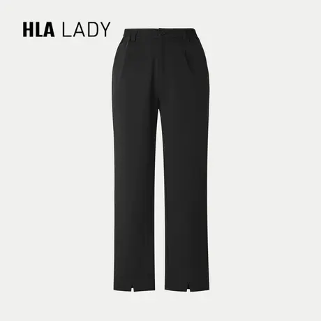 HLA/海澜之家松紧腰西裤24春夏新款舒适透气纯色开叉时尚裤子女装商品大图