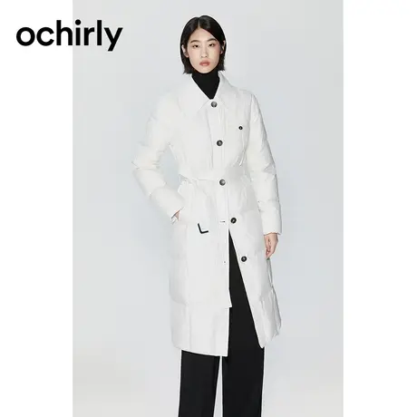 【软糯肤感】欧时力 显瘦腰带 长款外套 衬衫羽绒服女23新款秋冬图片