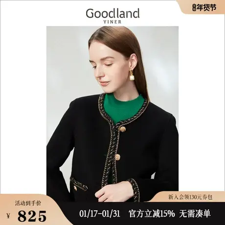 【千金风】Goodland女装2023春季圆领短款羊毛双面呢外套图片
