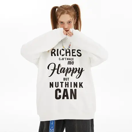 美式宽松带帽字母oversize中山卫衣男潮冬季 连帽大码中性风外套商品大图