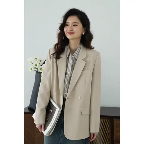 嘉茱莉通勤西装外套女小个子2025春季新款一粒扣小西服设计感小众商品大图