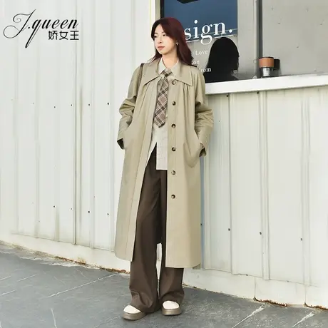 卡其色风衣外套女2024春季新款气质宽松显瘦高级感单排扣长款大衣图片