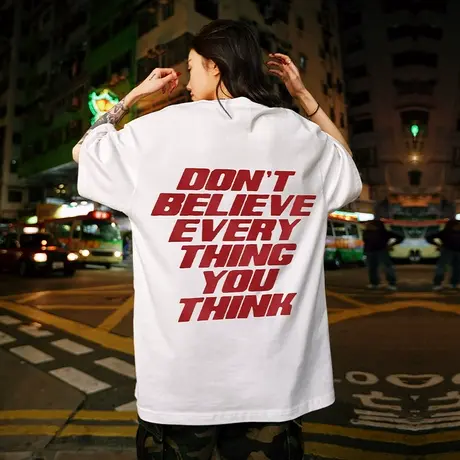 欧美潮牌字母短袖男款美潮夏季宽松oversize情侣款t恤潮流半截袖商品大图