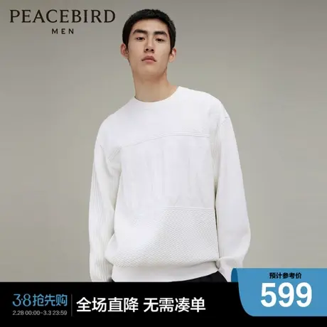 【商场同款】太平鸟男装休闲毛衣肌理针织提花毛套衫 B2EBD4509图片