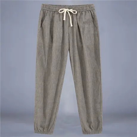 裤子男夏季超薄款宽松休闲长裤棉麻九分束脚裤轻薄冰丝男士亚麻裤商品大图