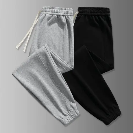 长裤子男秋冬加绒休闲运动裤九分裤抽绳小脚束脚黑色卫裤潮流百搭商品大图