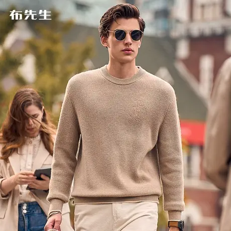 MrBu布先生微廓形哥特字体绣花羊绒混纺秋冬保暖男羊绒衫BT11958商品大图