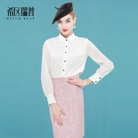 希区瑞普雪纺白色衬衫职业衬衣工作服娃娃领女百搭长袖2023春季款图片