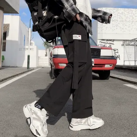 工装裤子女秋季帅气宽松bf百搭显瘦高腰直筒休闲束脚运动裤潮ins商品大图