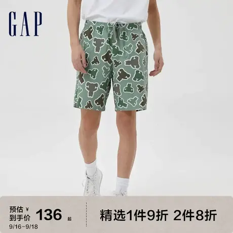 Gap男装夏季新款海岛度假LOGO透气印花休闲短裤612683户外运动裤图片
