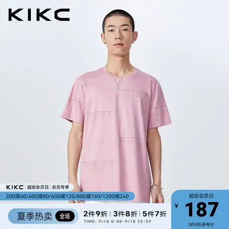 kikct恤男2023春夏新款商场同款立体印花烫钻工艺休闲男装短袖图片