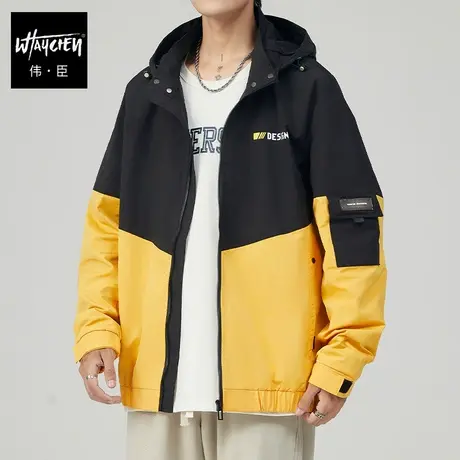 伟臣2023潮牌大码男装秋季新品男式夹克胖子加肥加大宽松连帽外套商品大图