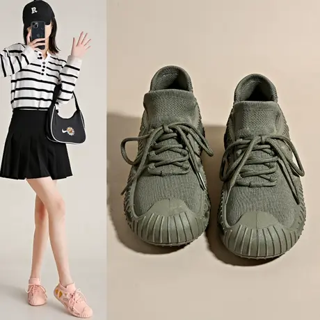 网面透气运动鞋女春轻便软底2023新款夏季薄款情侣大码飞织袜子鞋商品大图