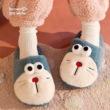 棉拖鞋女秋冬季可爱卡通室内居家用情侣保暖防滑软底毛绒拖鞋冬男图片