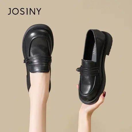 Josiny/卓诗尼平底一脚蹬小皮鞋女夏季2023年新款时尚百搭乐福鞋商品大图