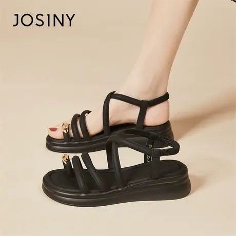 Josiny/卓诗尼舒适外穿法式绝美凉鞋女2024新款春季配裙子罗马鞋商品大图