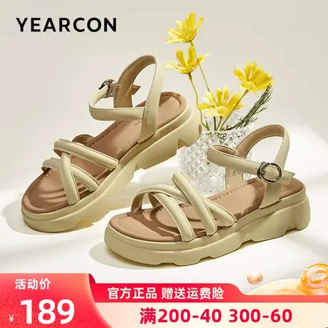 意尔康凉鞋女夏季2023年新款时尚松糕厚底凉鞋女款配裙子仙女平底商品大图