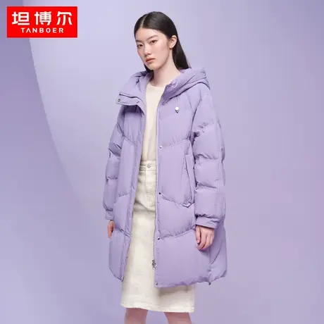 【商场同款】坦博尔22新款羽绒服女连帽中长款冬外套冬TB331650商品大图