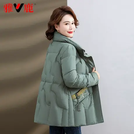 雅鹿官方羽绒服女短款2023新款中老年妈妈装洋气大码立领冬季外套图片
