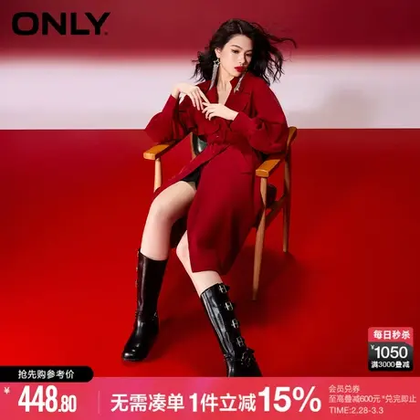 ONLY冬季百搭简约通勤风开叉宽松中长款风衣女|123136040商品大图