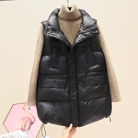 棉马甲女中长款秋冬无袖面包服新款韩版宽松大码羽绒棉马夹外套女商品大图