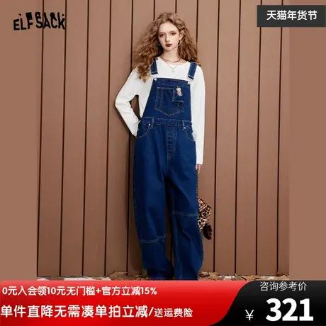 妖精的口袋美式复古牛仔背带裤女2023秋季新款宽松显瘦休闲长裤潮图片