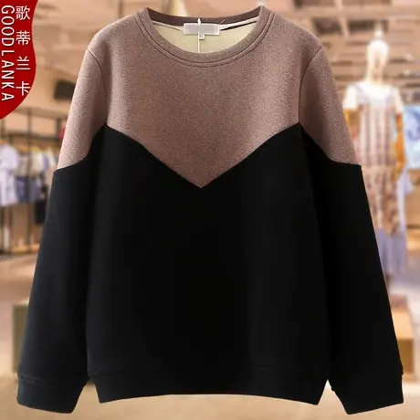 40-50岁中年妈妈秋冬装保暖上衣加大码宽松时尚加绒加厚卫衣外套商品大图