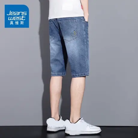 KZ真维斯夏季薄款五分短裤男士牛仔宽松休闲中裤马裤子2025年新款图片