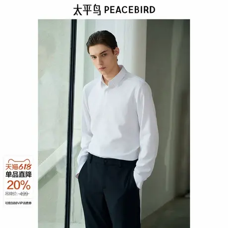 【商场同款】太平鸟男装衬衫春季新款修身刺绣商务衬衣 B1CAF1E13商品大图