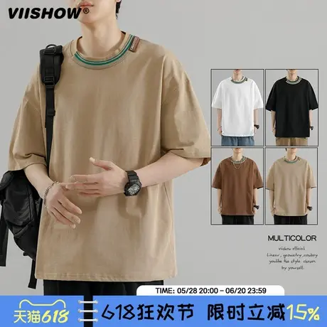 VIISHOW短袖t恤男2024夏季潮流打底衫潮牌ins上衣宽松短袖衣服商品大图