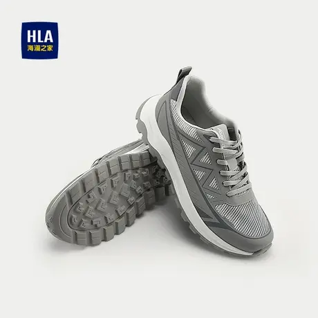 HLA/海澜之家轻质休闲鞋2025新款圆头系带橡胶发泡底运动休闲鞋男商品大图