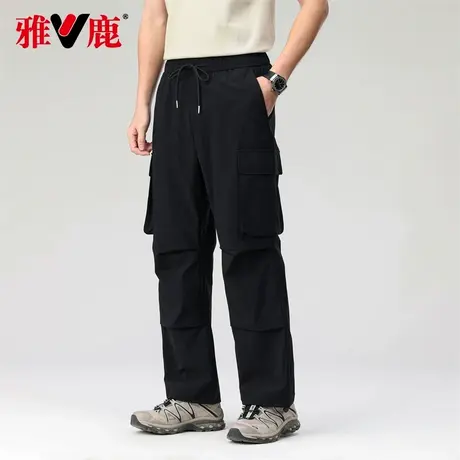 雅鹿伞兵裤男女同款春夏多口袋直筒宽松百搭休闲裤户外学生工装裤商品大图