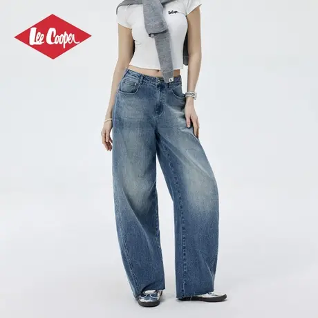 【孟子义同款】Lee Cooper/李库珀 水洗复古牛仔裤女垂感直筒长裤图片