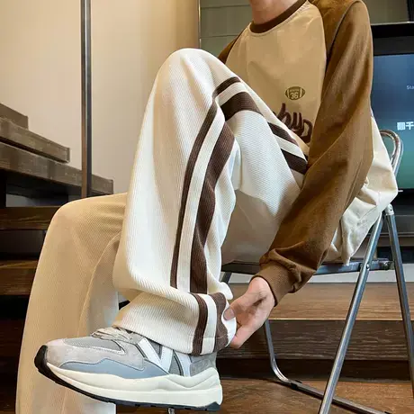 灯芯绒裤子男生款春秋直筒美式高街vibe潮牌潮流百搭休闲阔腿长裤图片