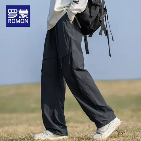 罗蒙休闲裤男士秋季宽松直筒男裤子2025新款美式复古青少年冲锋裤图片