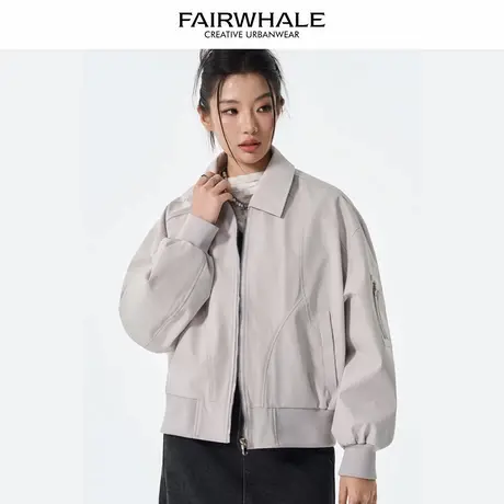 马克华菲美式复古工装外套女2025新款春秋宽松休闲百搭情侣装夹克图片