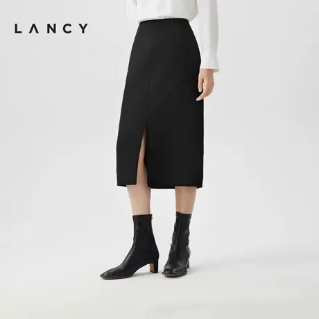 [朗姿奥莱]LANCY/朗姿2024春季新款黑色前开叉包臀半裙女高腰显瘦商品大图