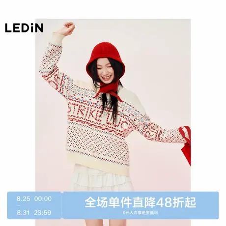 【商场同款】乐町圆领宽松线套衫25年春季新款针织毛衣C2EEF1322图片