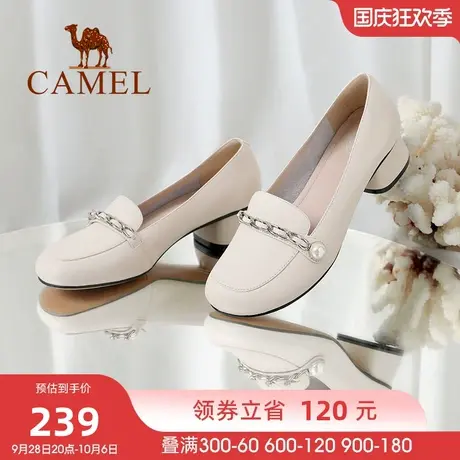骆驼女鞋2023春新款圆头舒适百搭休闲低帮单鞋优雅英伦风乐福鞋女图片