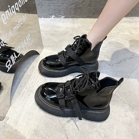高级感炸街洋气小短靴2023新款靴子女欧货爆款马丁靴女款春秋单靴图片
